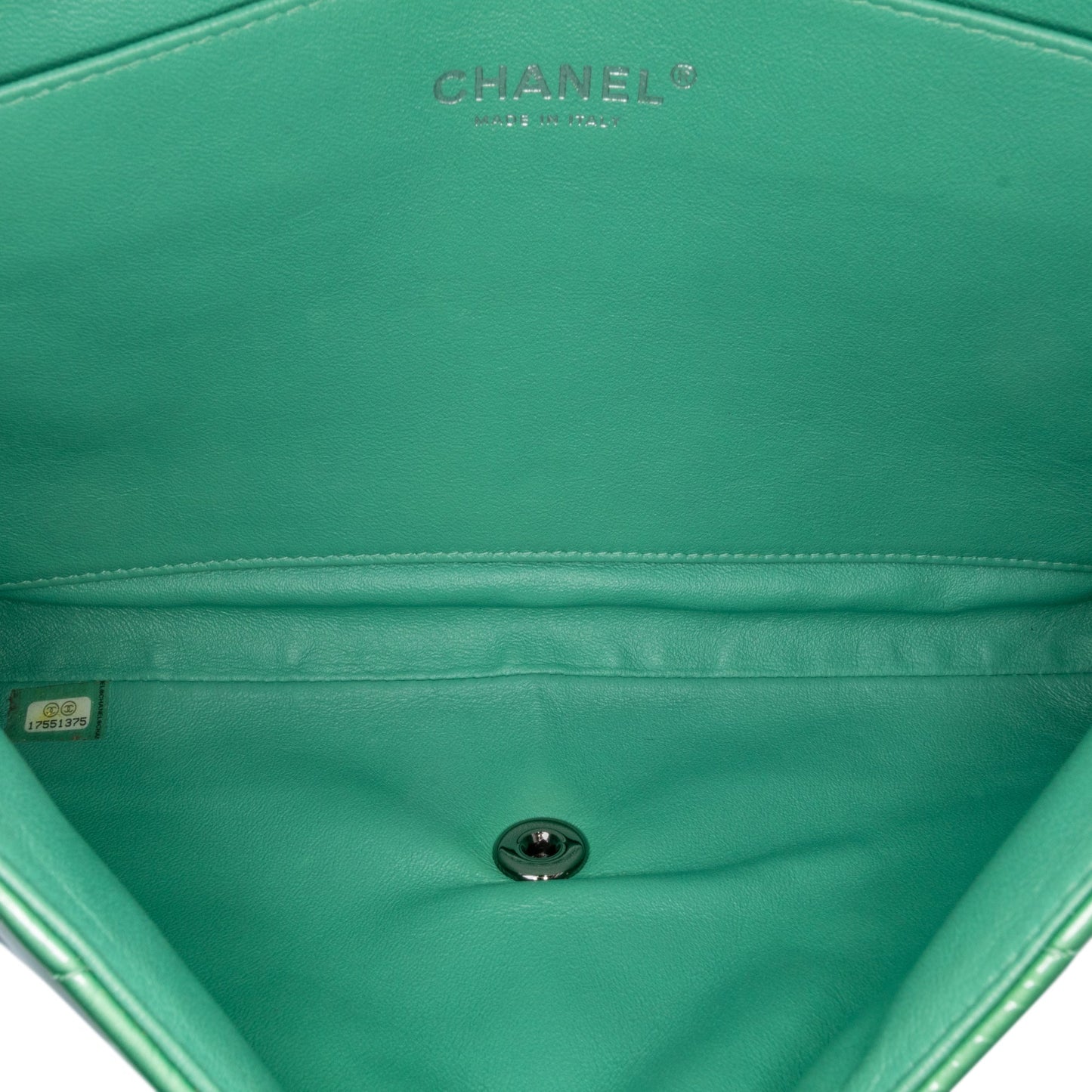Green Chanel CC Quilted Patent Clutch with Chain Shoulder Bag