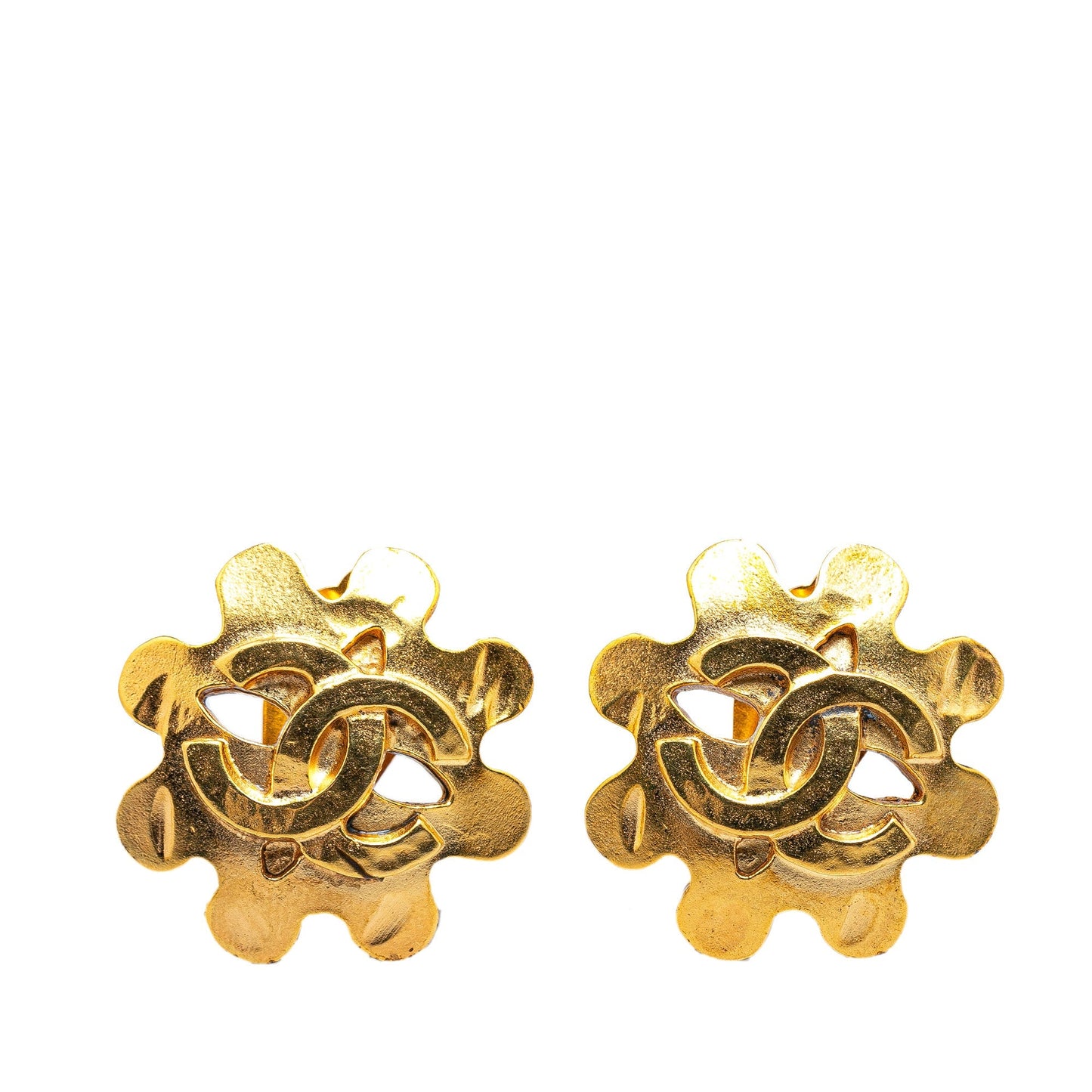 Gold Chanel Gold Plated CC Clip On Earrings