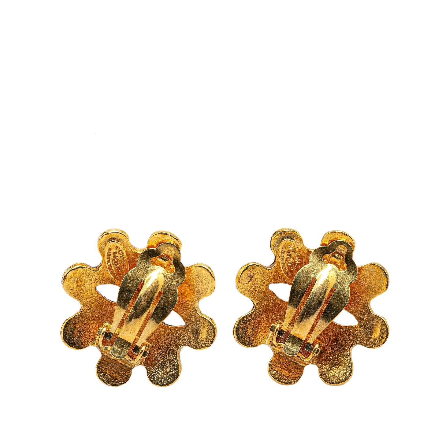 Gold Chanel Gold Plated CC Clip On Earrings