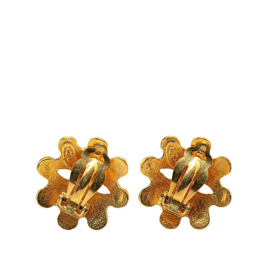 Gold Chanel Gold Plated CC Clip On Earrings