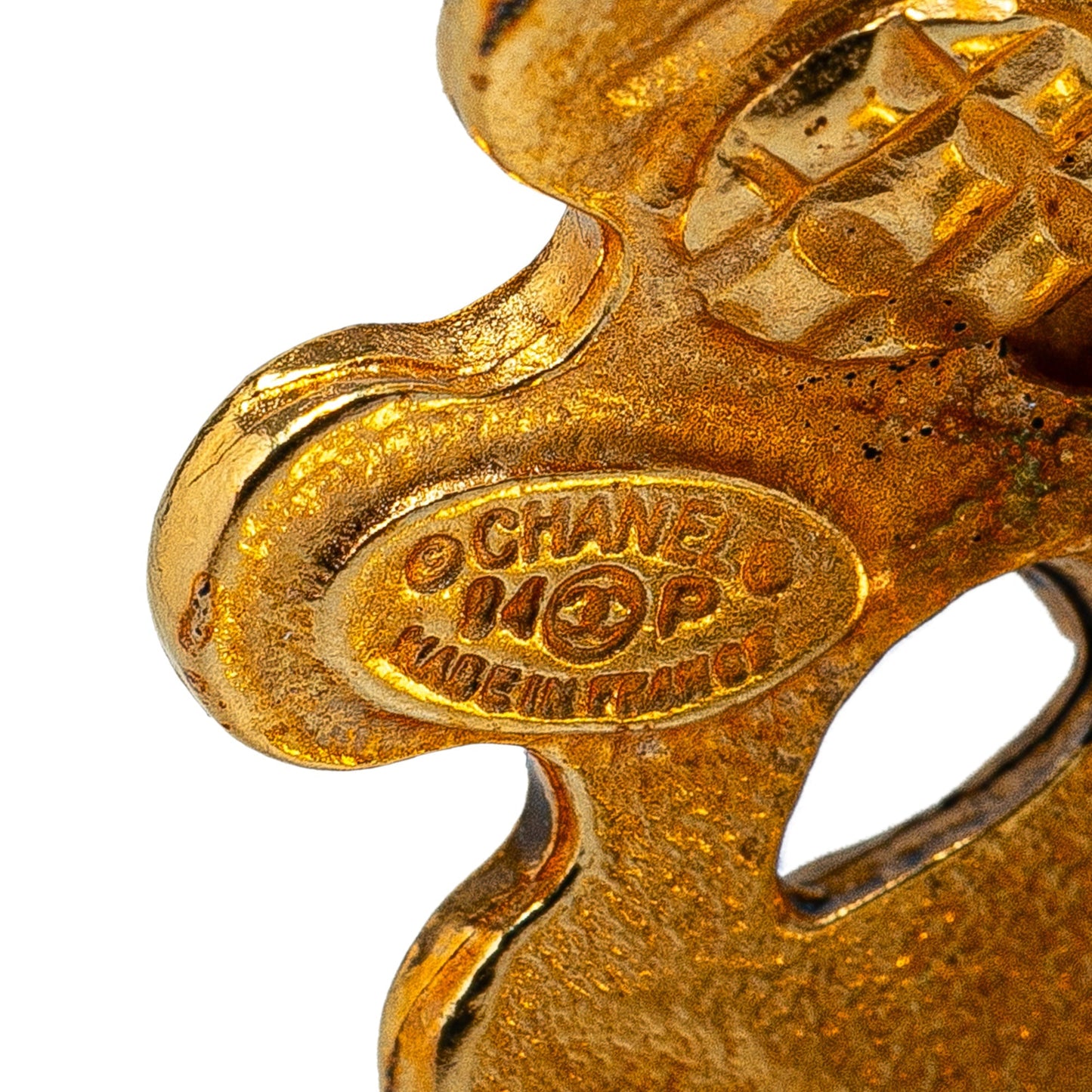 Gold Chanel Gold Plated CC Clip On Earrings