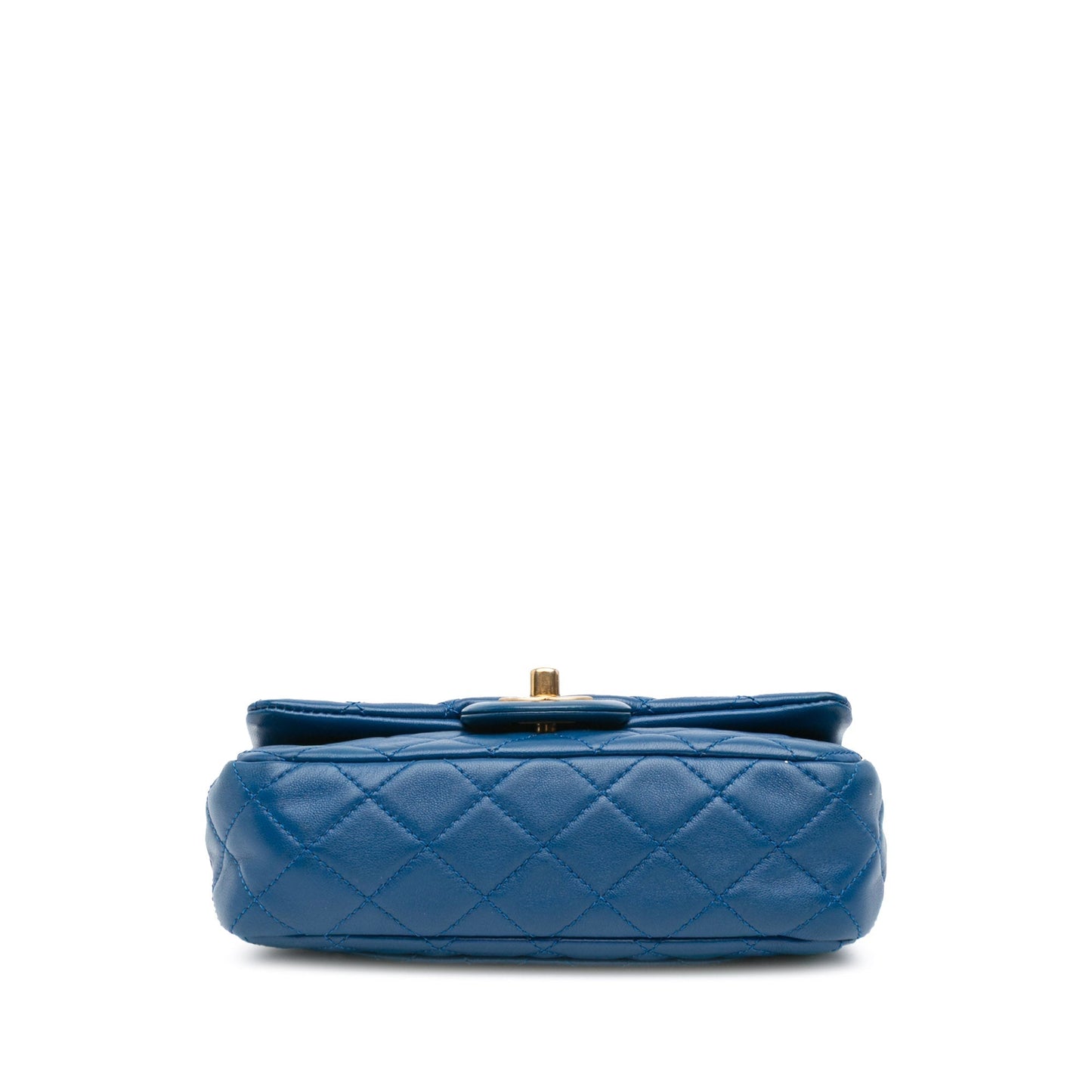 Blue Chanel Mini Rectangular Lambskin Pearl Crush Flap Crossbody Bag