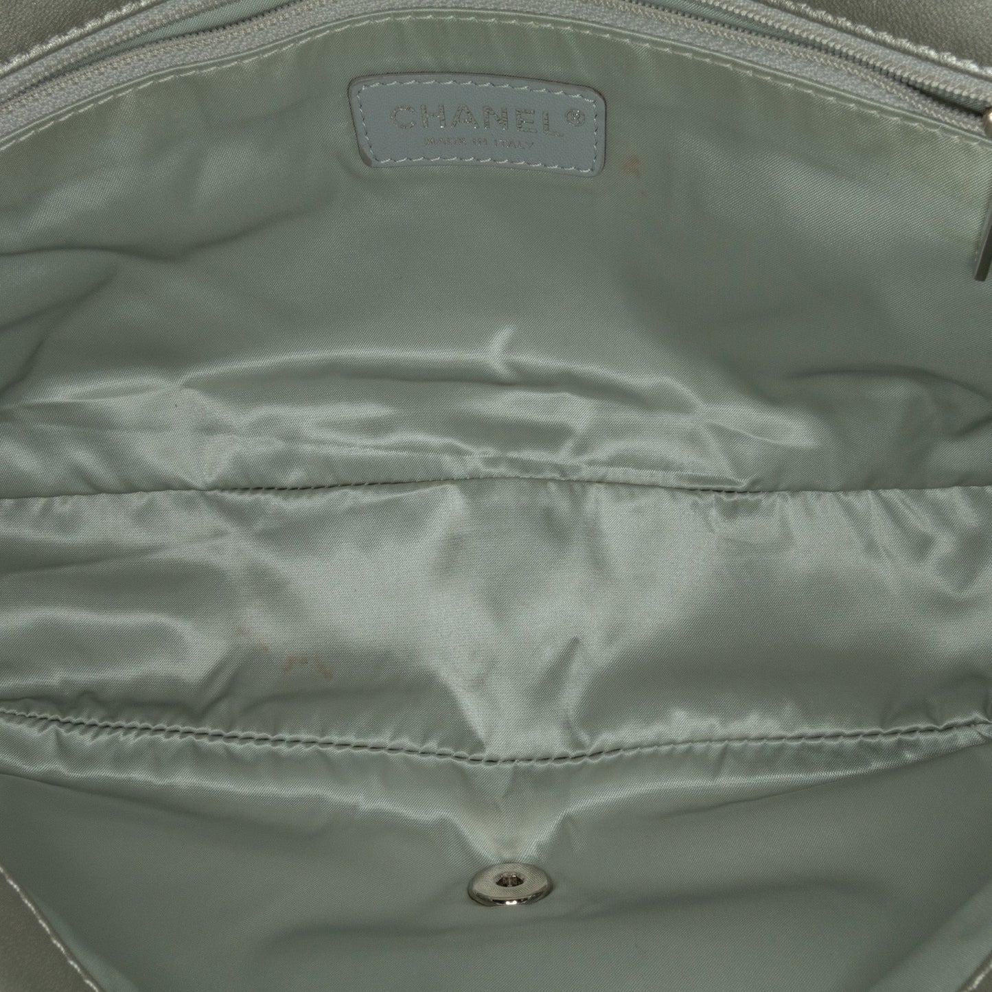 Silver Chanel Large Quilted Lurex Ground Control Pluto Glitter Flap Crossbody Bag