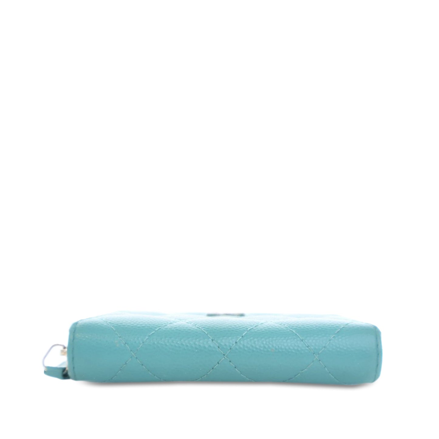 Blue Chanel CC Quilted Caviar Zip Coin Purse Small Wallets