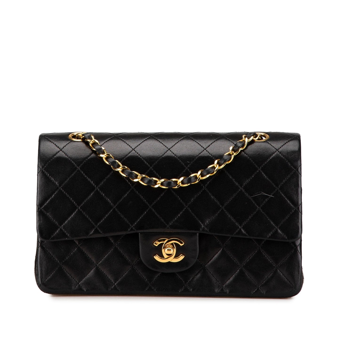 Black Chanel Medium Classic Lambskin Double Flap Shoulder Bag
