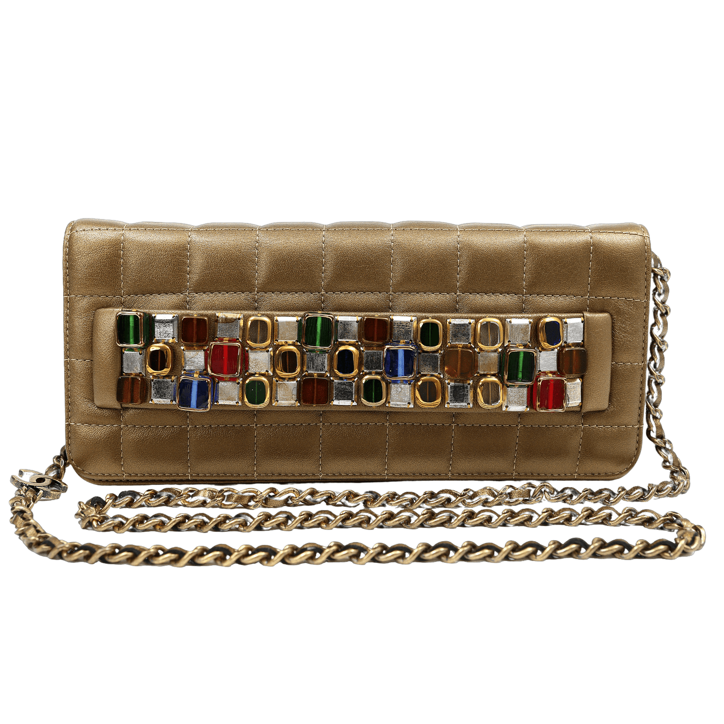 Chanel Byzance Bronze Leather Jeweled Evening Bag