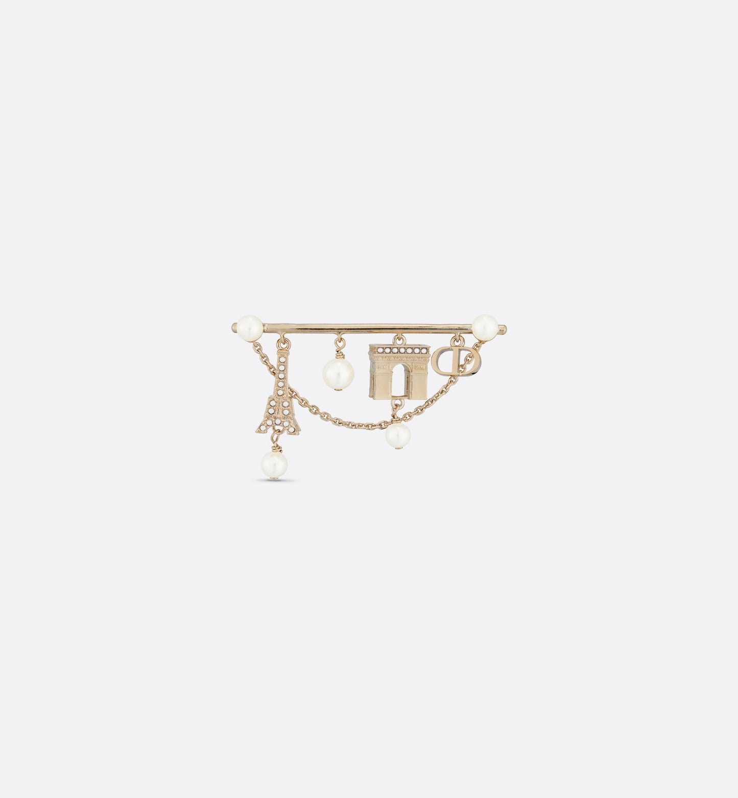 Plan de Paris Brooch • Gold-Finish Metal and White Resin Pearls