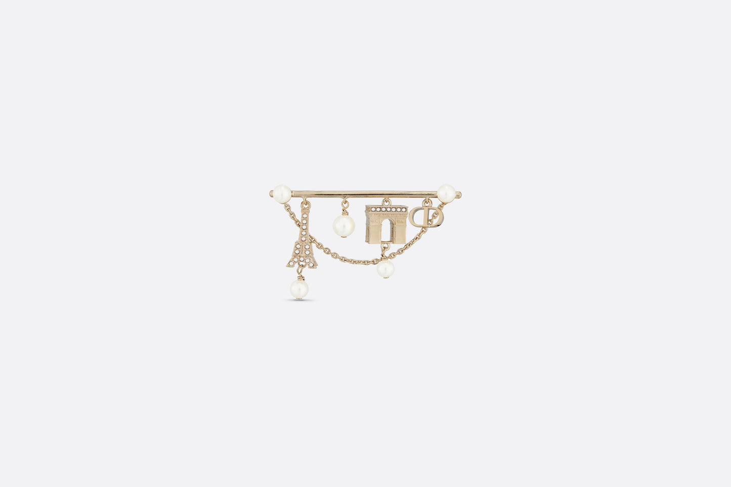 Plan de Paris Brooch • Gold-Finish Metal and White Resin Pearls