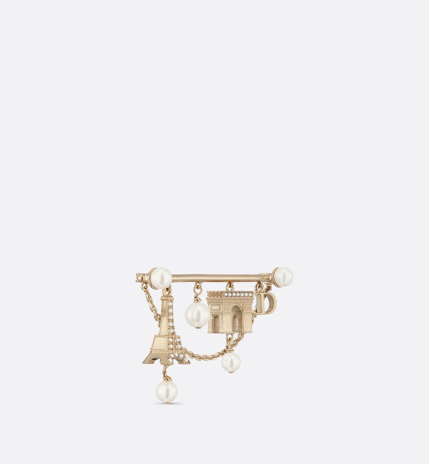 Plan de Paris Brooch • Gold-Finish Metal and White Resin Pearls