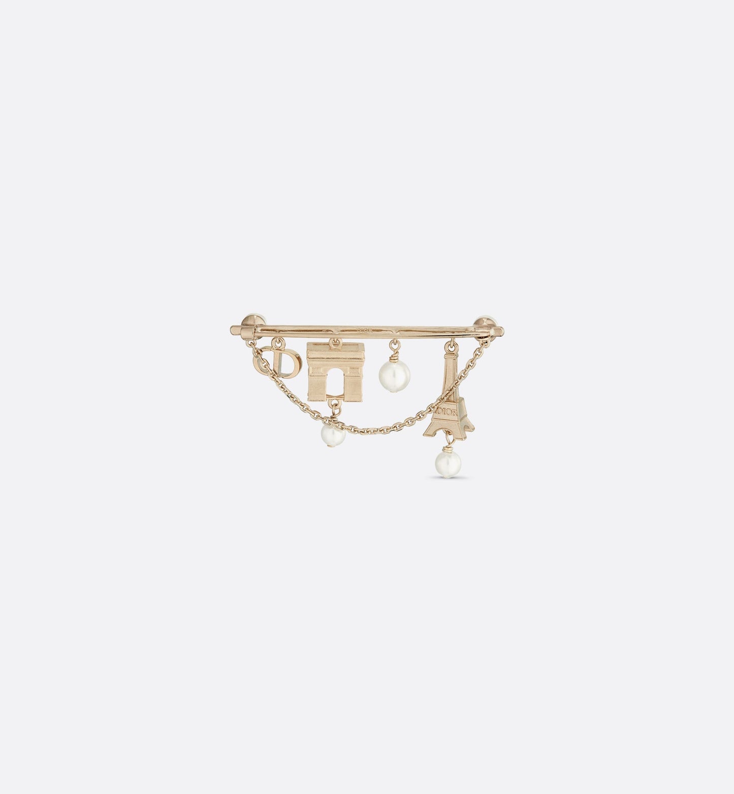 Plan de Paris Brooch • Gold-Finish Metal and White Resin Pearls