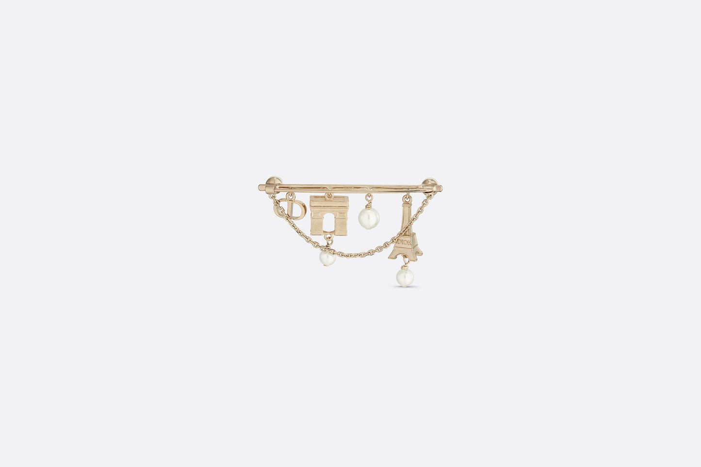 Plan de Paris Brooch • Gold-Finish Metal and White Resin Pearls