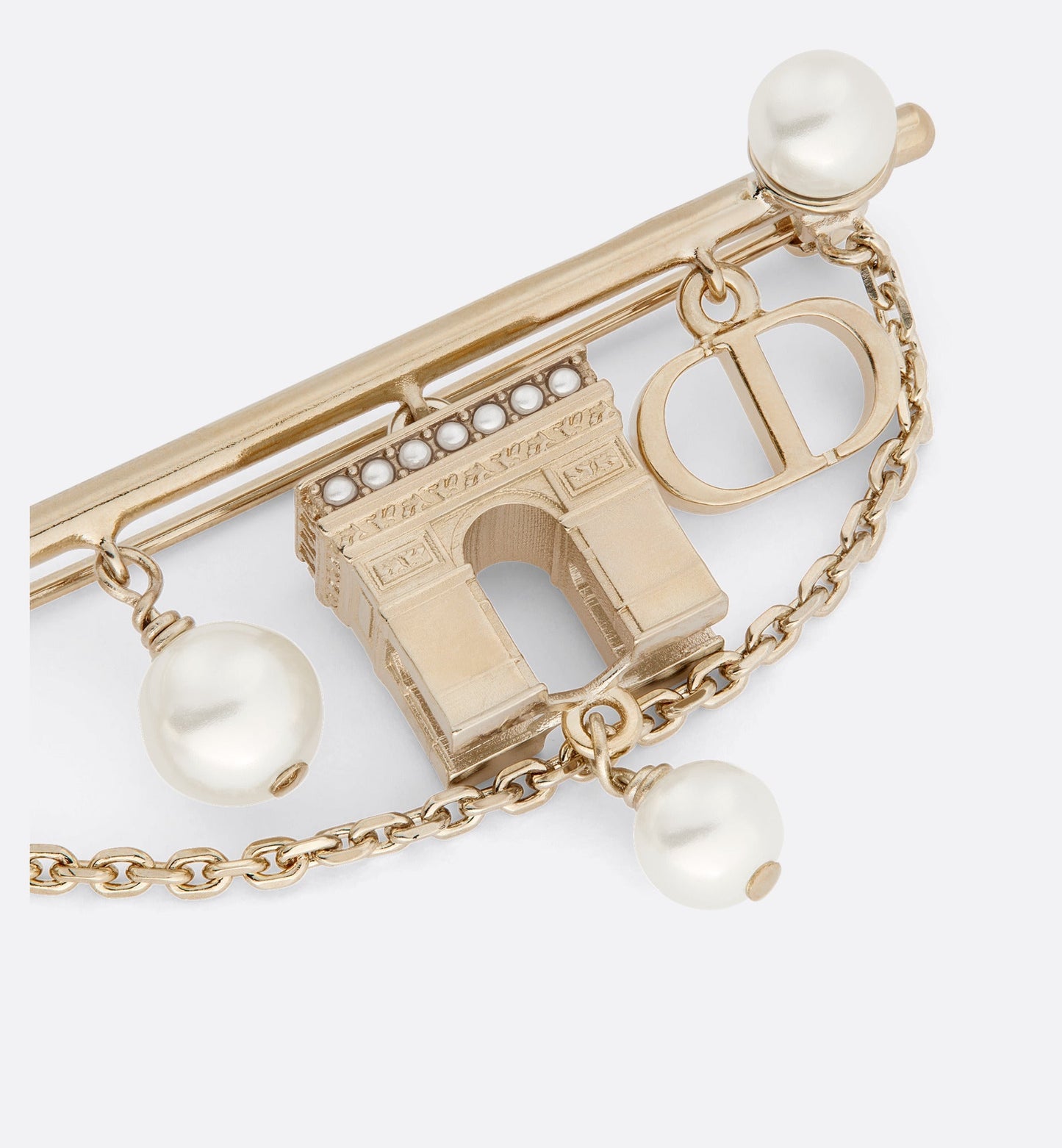 Plan de Paris Brooch • Gold-Finish Metal and White Resin Pearls