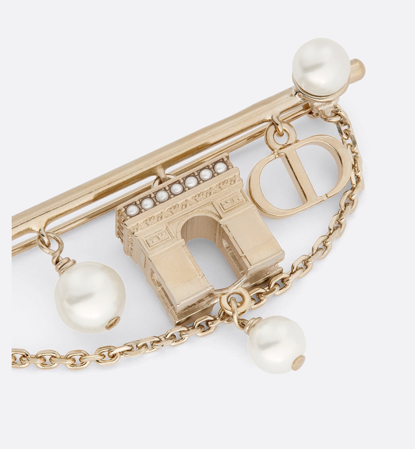 Plan de Paris Brooch • Gold-Finish Metal and White Resin Pearls