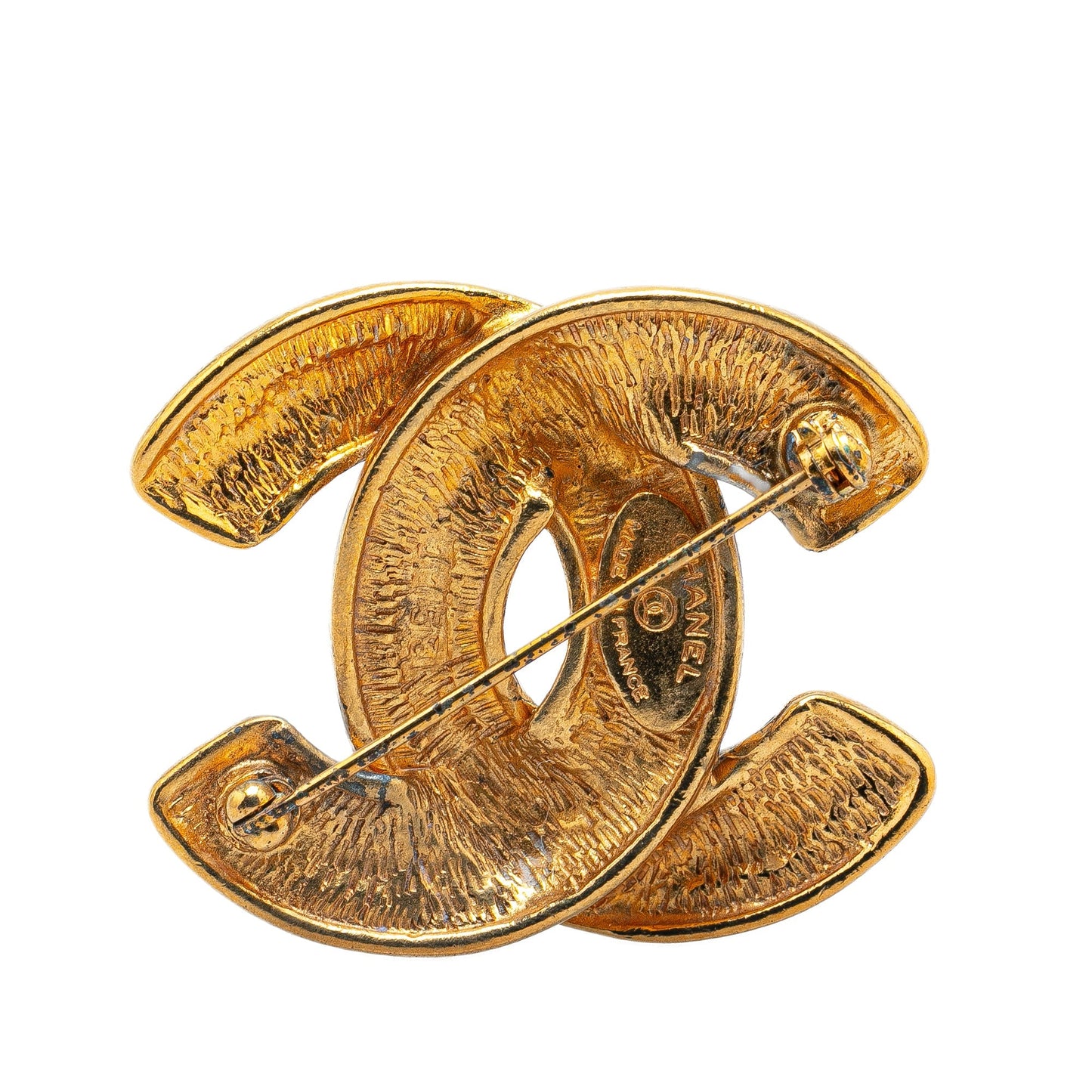 Gold Chanel Gold Plated CC Quilted Brooch