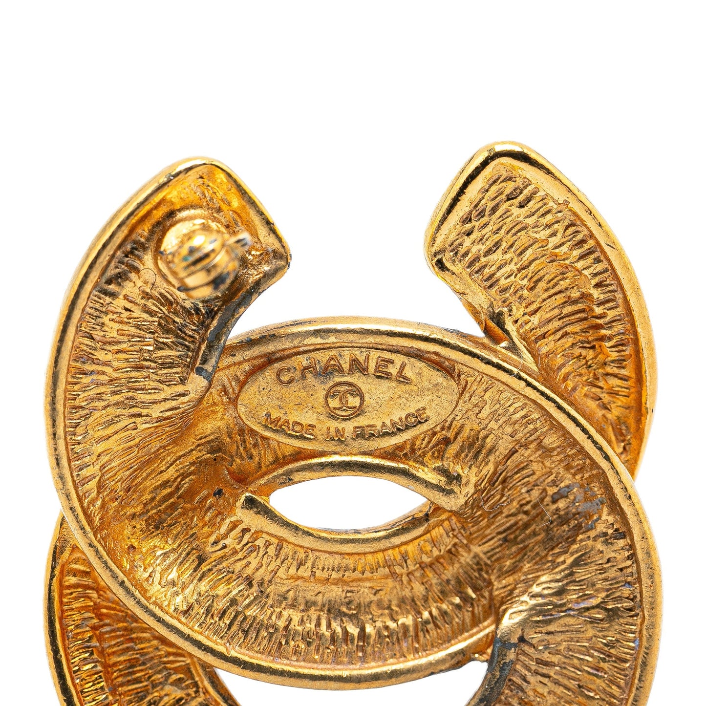 Gold Chanel Gold Plated CC Quilted Brooch