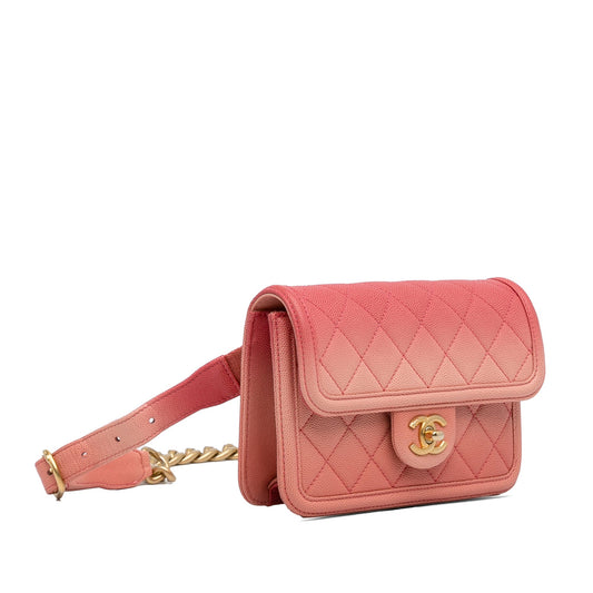 Pink Chanel Caviar Sunset On The Sea Flap Belt Bag