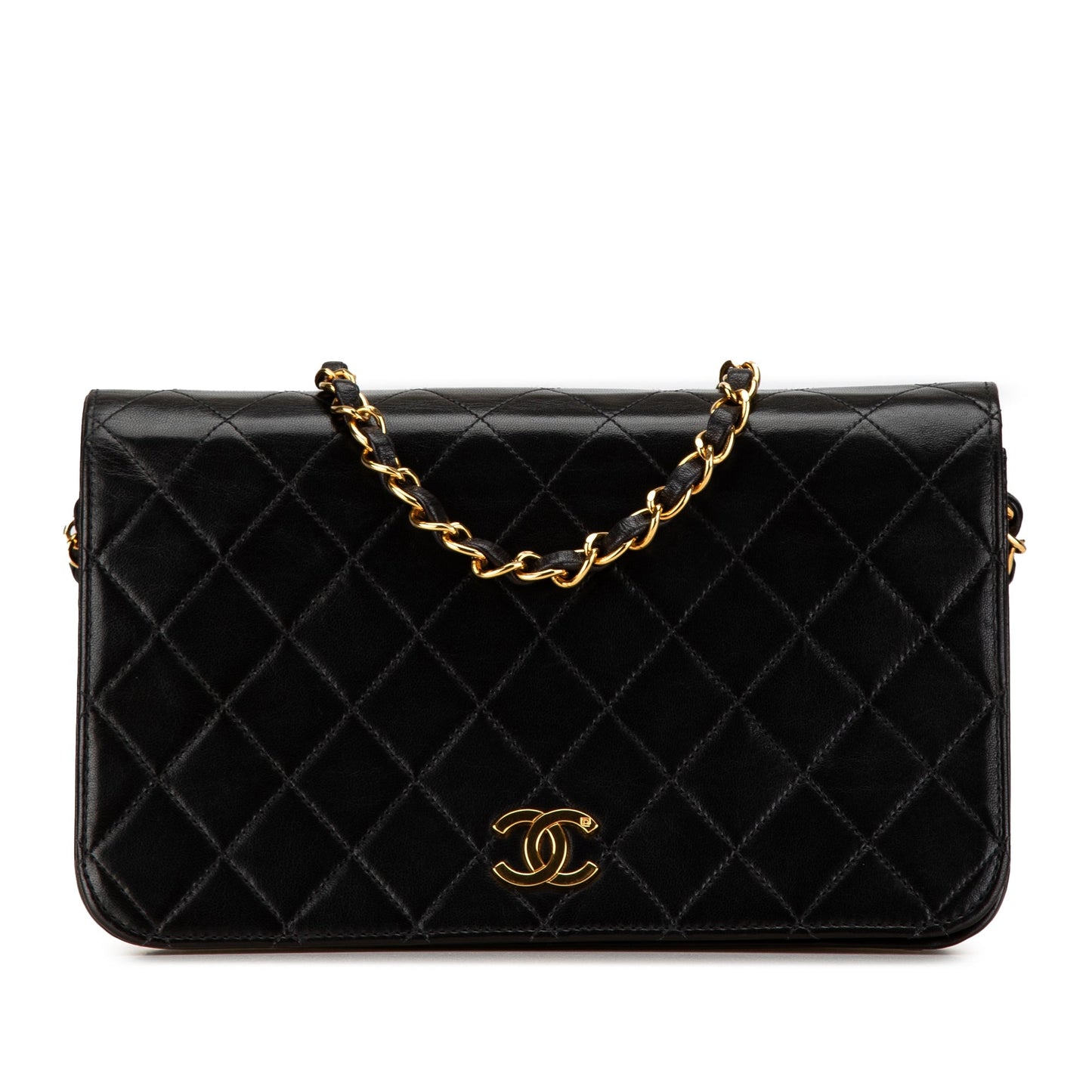 Black Chanel Quilted Lambskin CC Full Single Flap Crossbody Bag