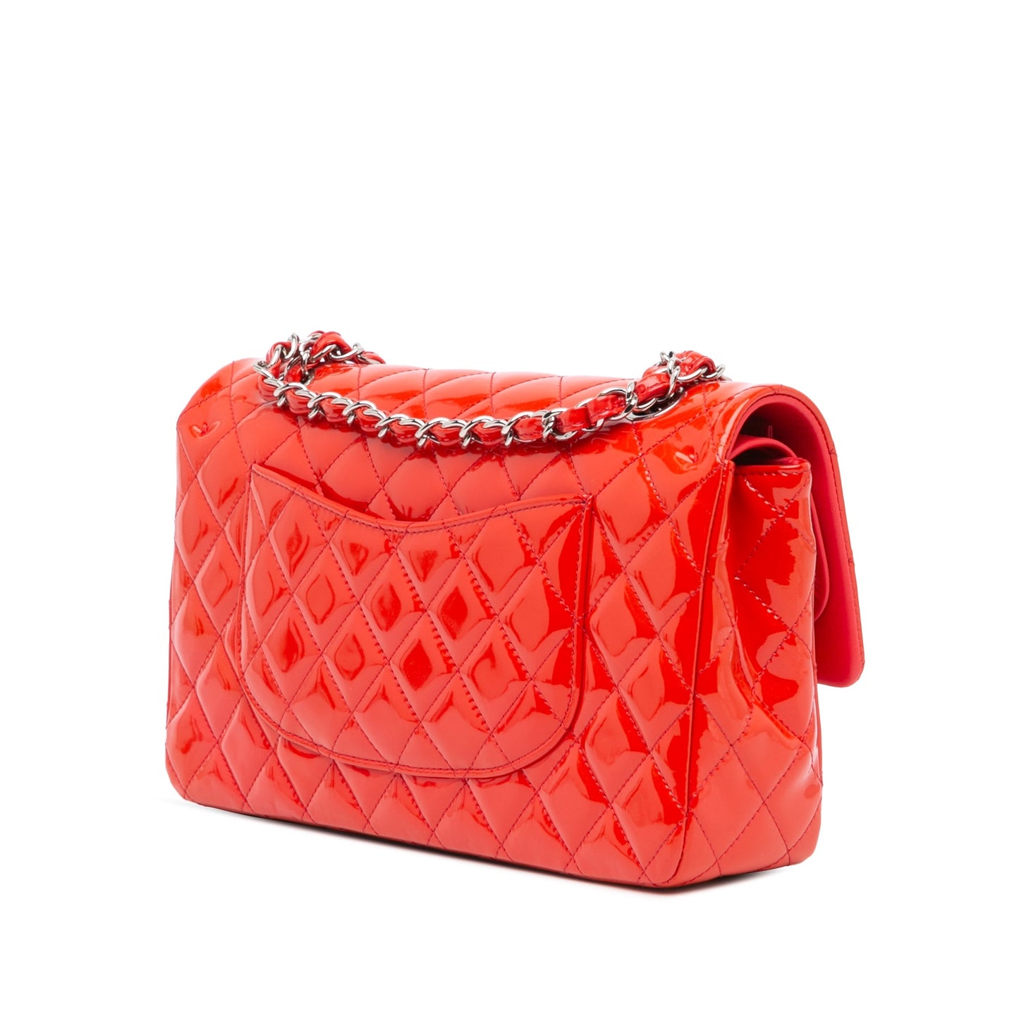 Red Chanel Medium Classic Patent Double Flap Shoulder Bag