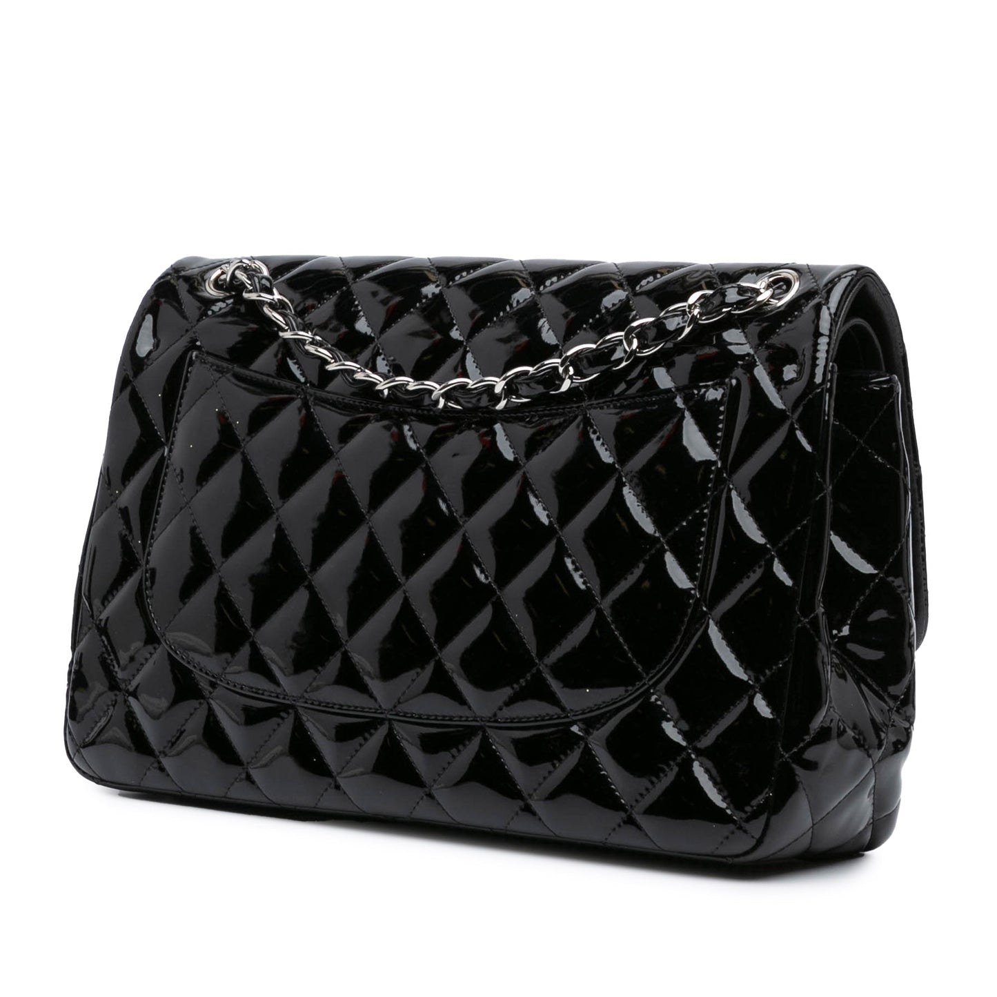 Black Chanel Jumbo Classic Patent Double Flap Shoulder Bag