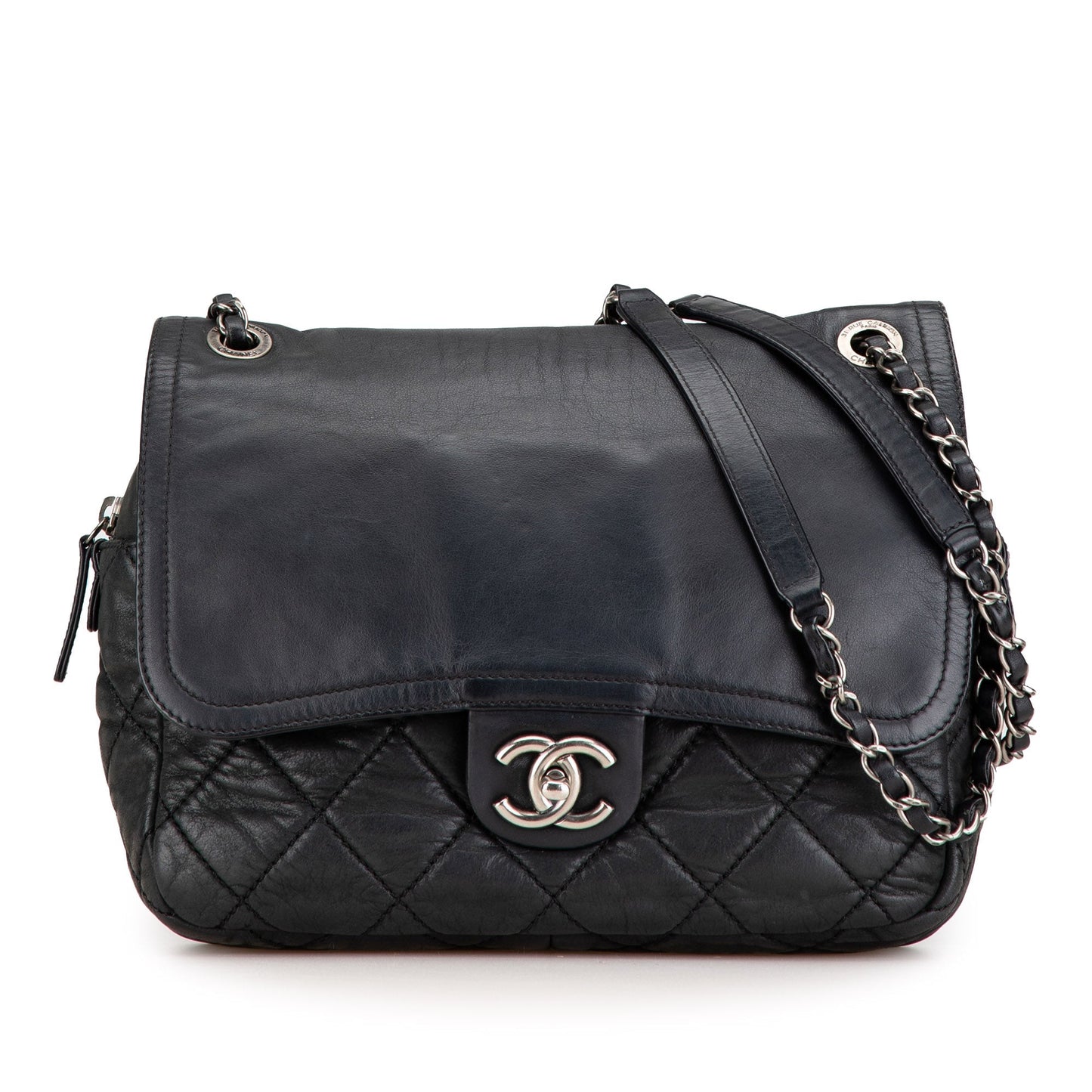 Black Chanel Medium Aged Calfskin In The Mix Zip Flap Shoulder Bag