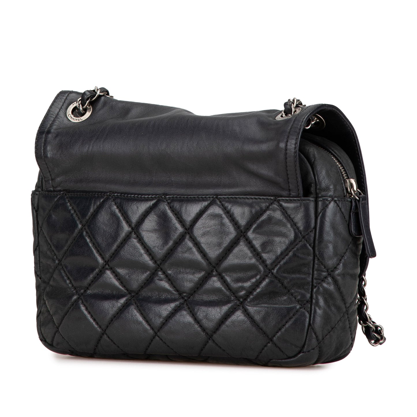Black Chanel Medium Aged Calfskin In The Mix Zip Flap Shoulder Bag