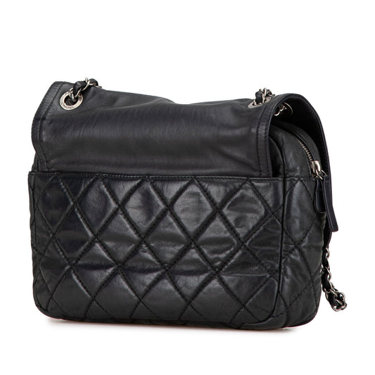 Black Chanel Medium Aged Calfskin In The Mix Zip Flap Shoulder Bag
