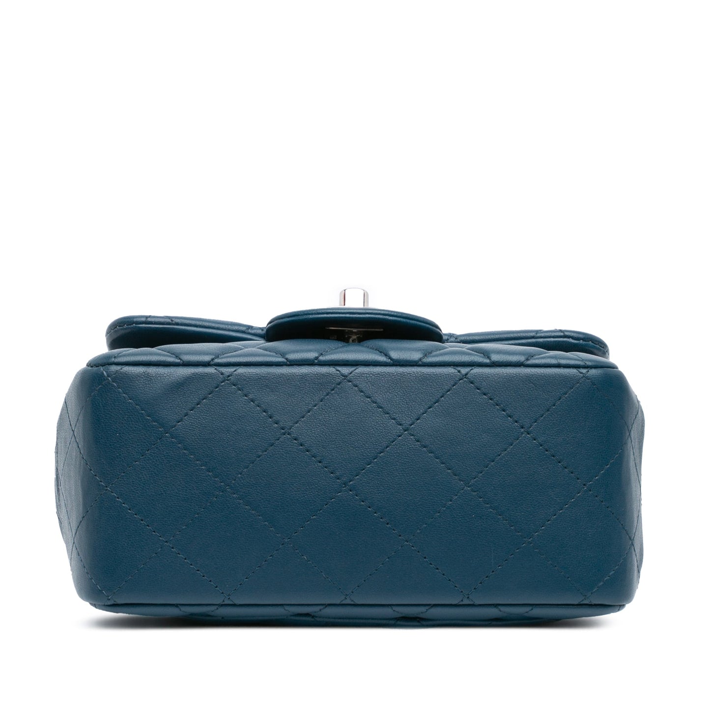 Blue Chanel Mini Square Classic Lambskin Single Flap Crossbody Bag