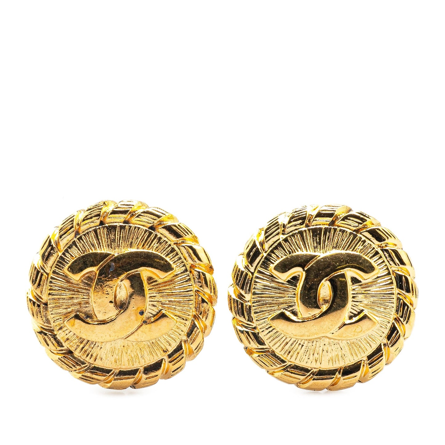 Gold Chanel Gold Plated CC Clip On Earrings