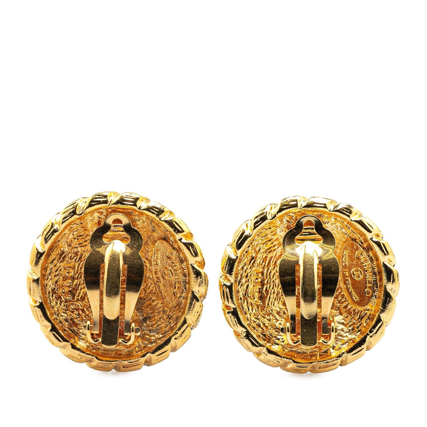 Gold Chanel Gold Plated CC Clip On Earrings