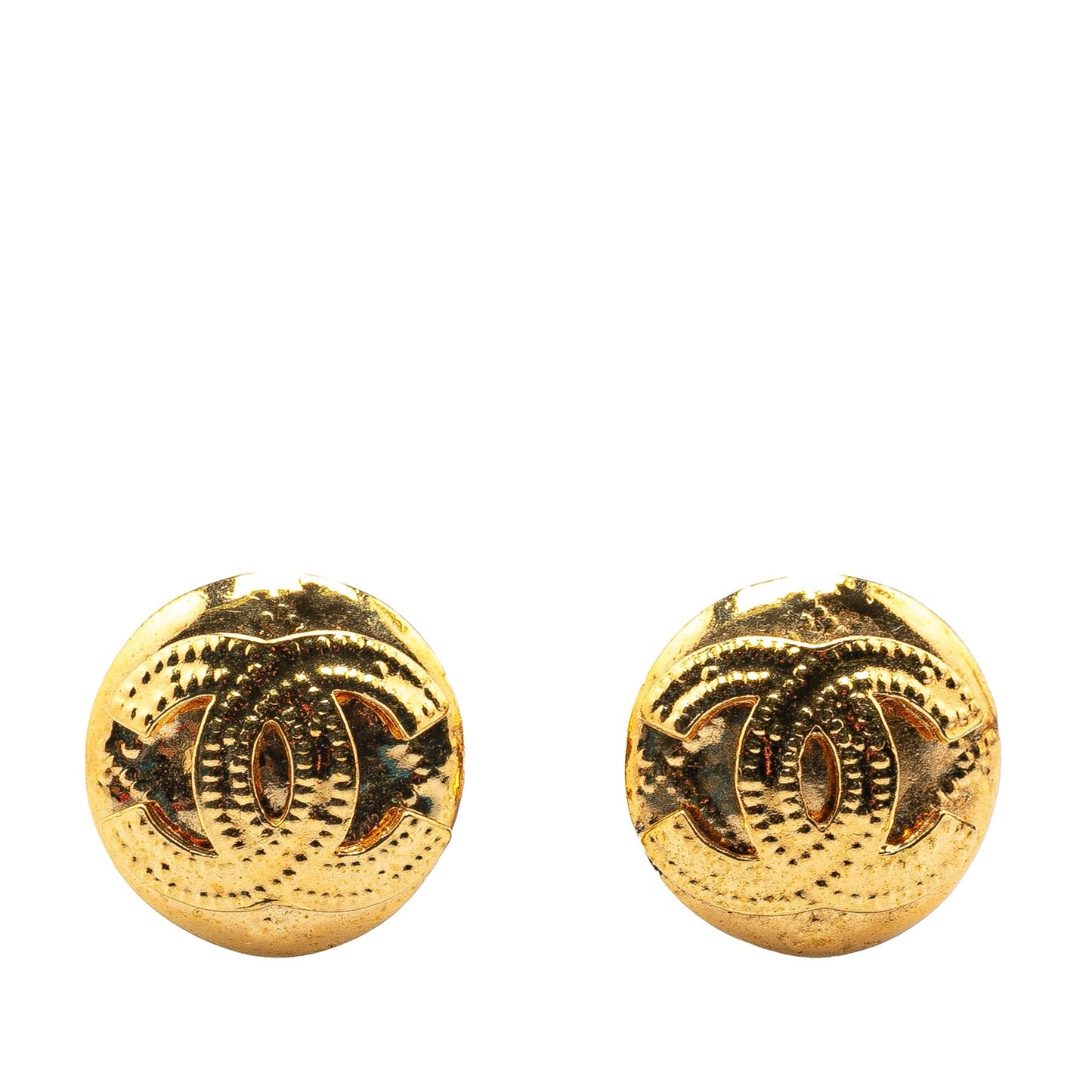 Gold Chanel Gold Plated CC Clip On Earrings