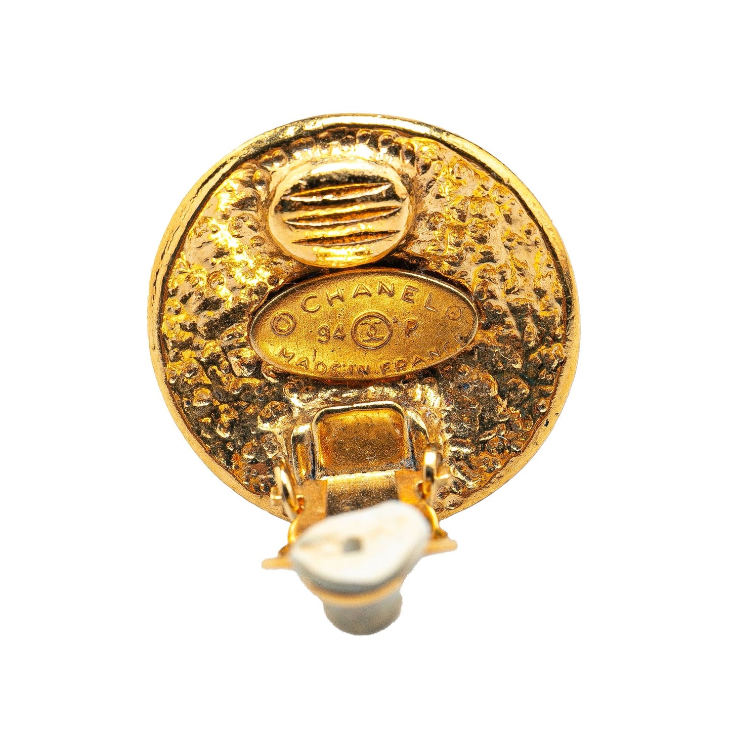 Gold Chanel Gold Plated CC Clip On Earrings