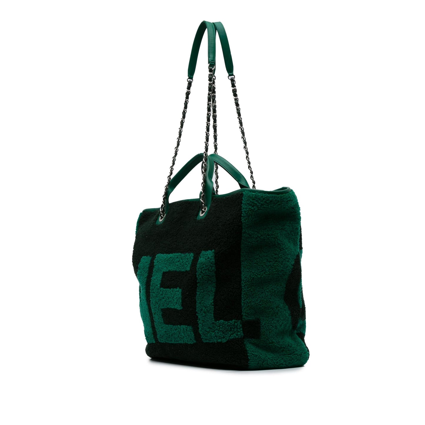 Black Chanel Large Shearling and Calfskin Deauville Shopping Tote Satchel