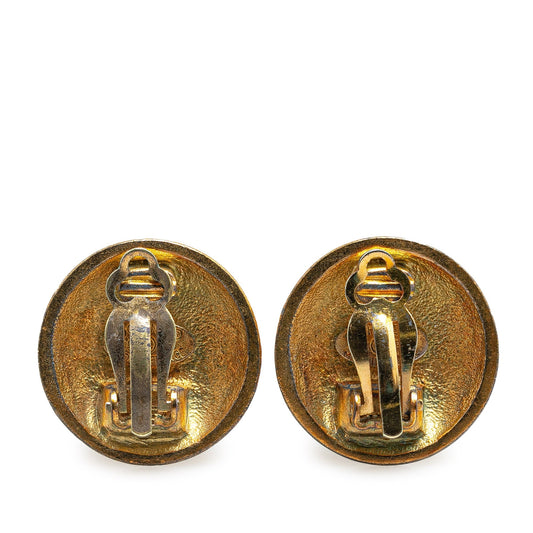 Gold Chanel Gold Plated CC Clip On Earrings