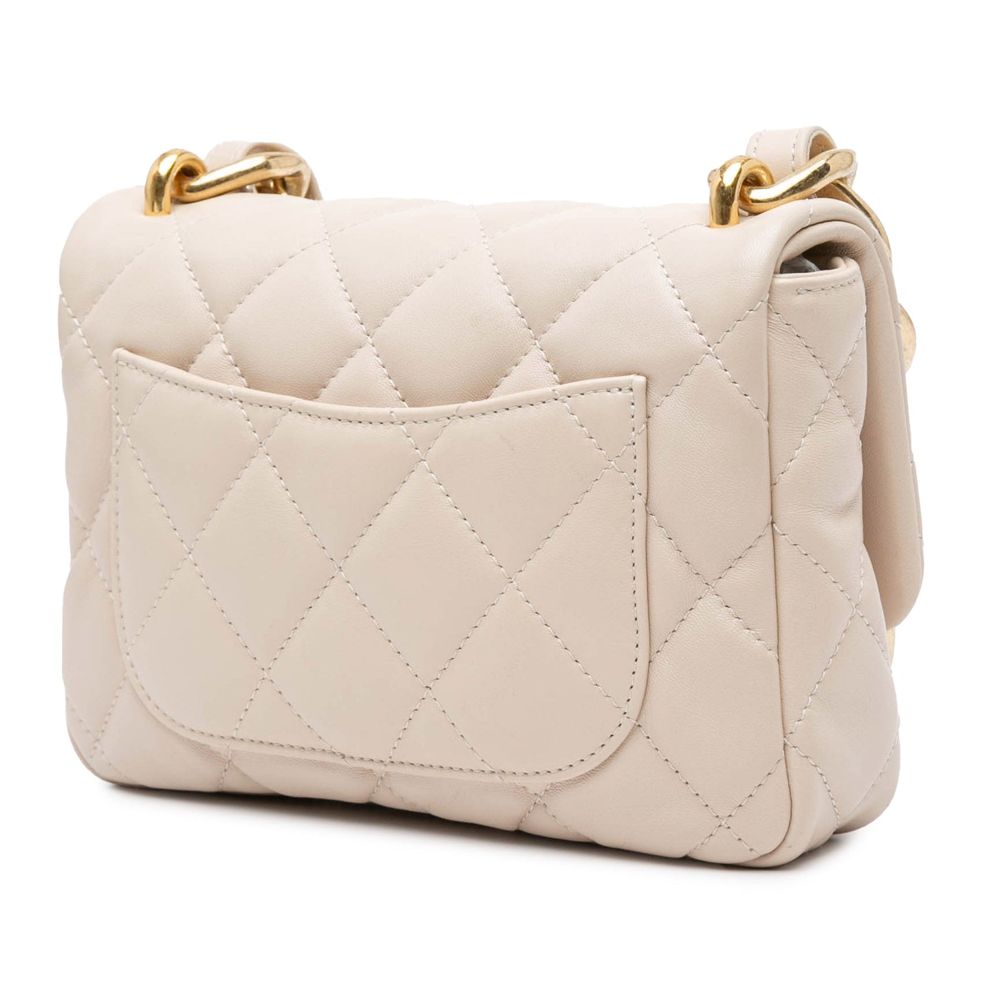Beige Chanel Small Quilted Lambskin Funky Town Flap Shoulder Bag