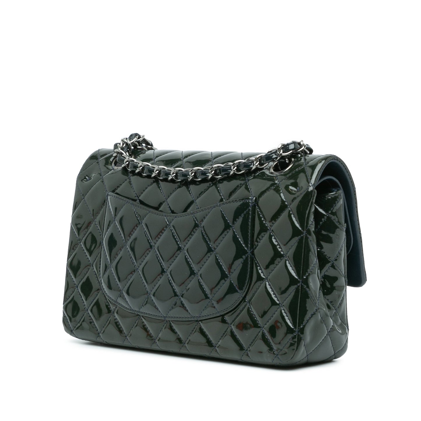 Blue Chanel Medium Classic Patent Double Flap Shoulder Bag