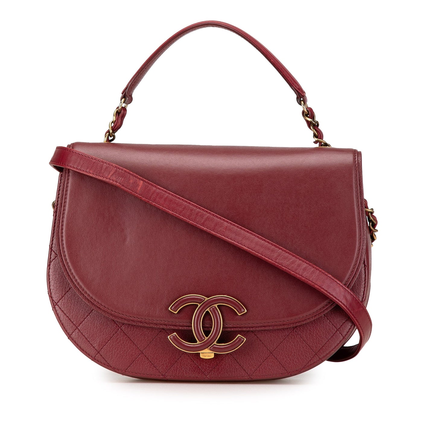 Red Chanel Medium Calfskin Coco Curve Flap Satchel