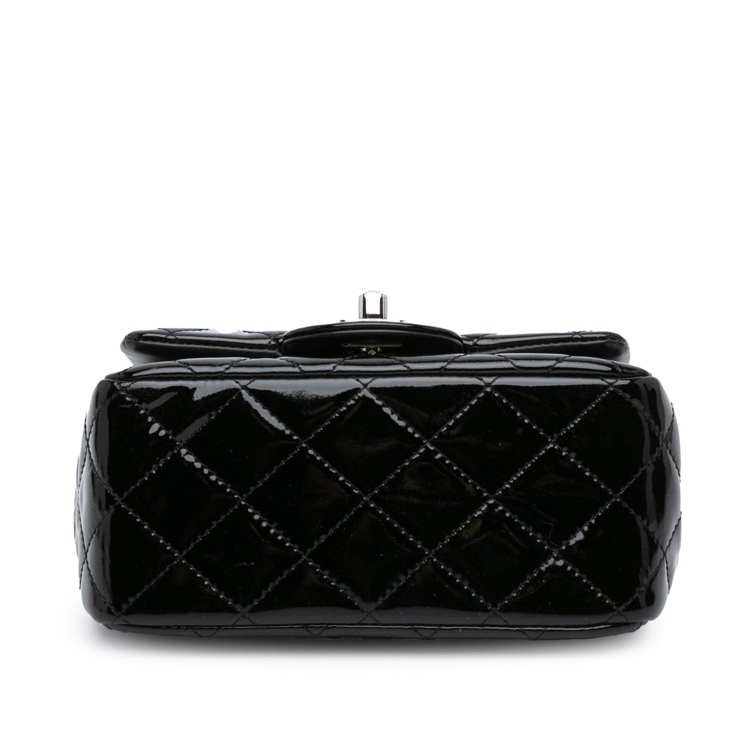 Black Chanel Mini Square Classic Patent Single Flap Crossbody Bag