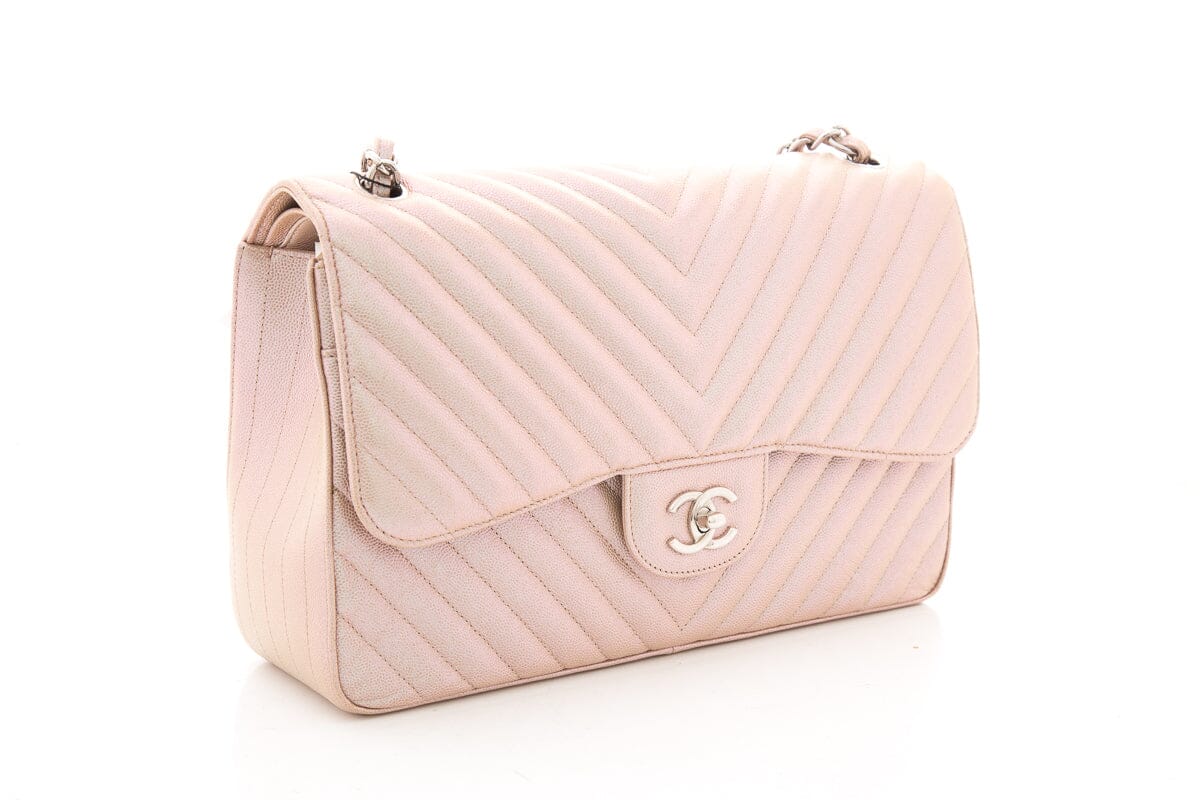 Chanel 2017 Jumbo Pink Iridescent Caviar Togo Leather Handbag