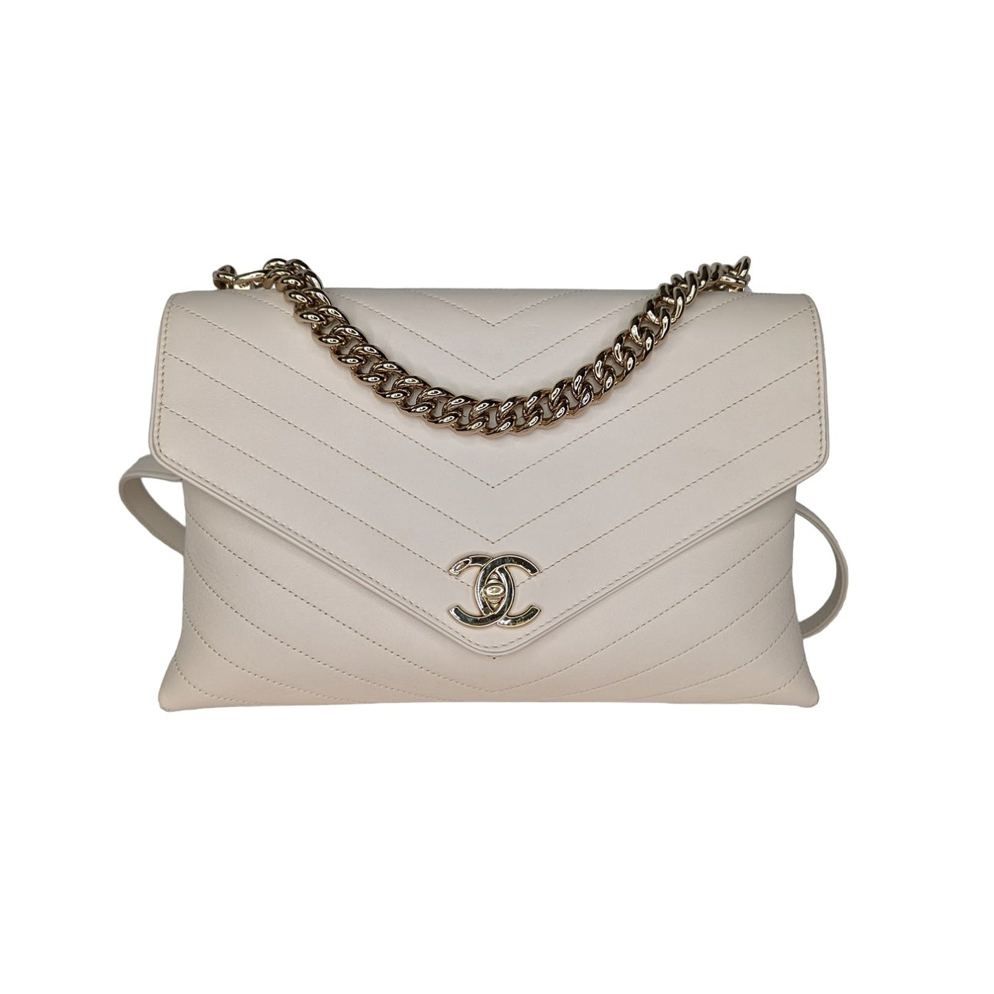 Chanel bag Cream Chevron Leather Coco Envelope Shoulder Bag