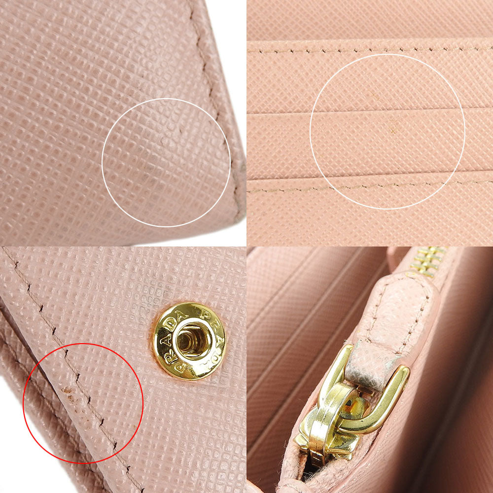 PRADA Long Wallet Purse 1MH132 leather Light pink Safiano Women Used