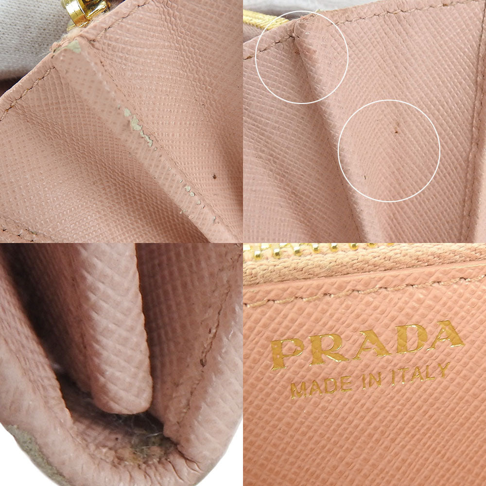 PRADA Long Wallet Purse 1MH132 leather Light pink Safiano Women Used