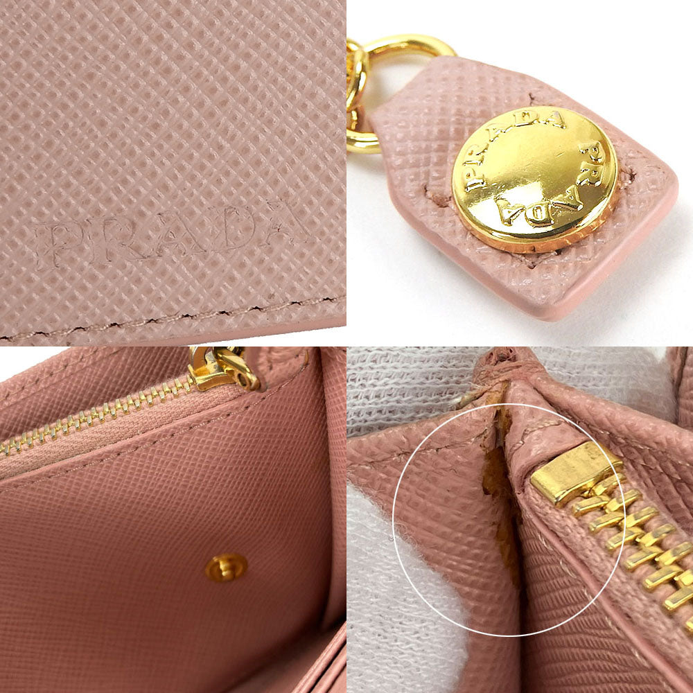 PRADA Long Wallet Purse 1MH132 leather Light pink Safiano Women Used