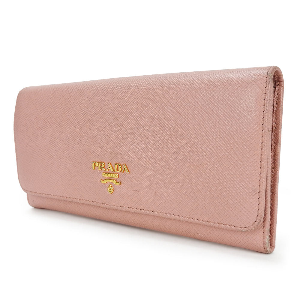 PRADA Long Wallet Purse 1MH132 leather Light pink Safiano Women Used