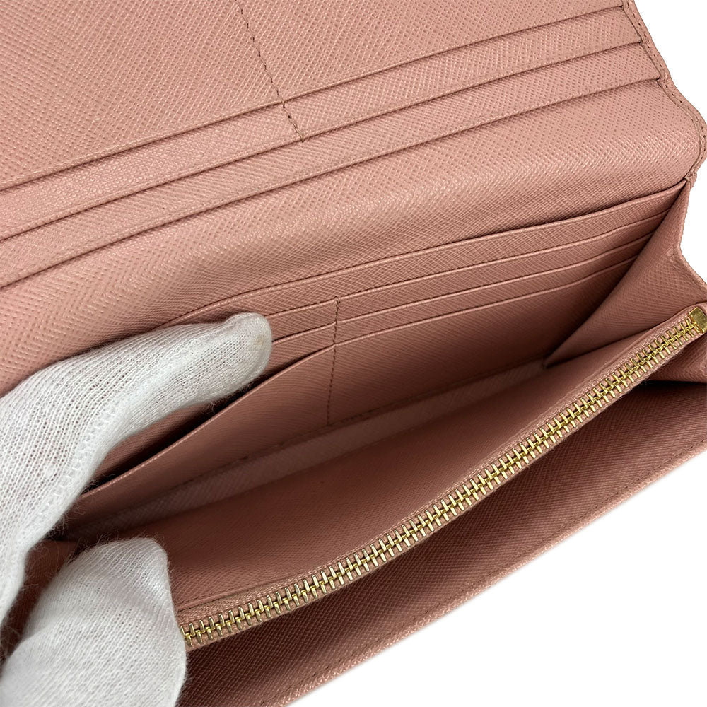 PRADA Long Wallet Purse 1MH132 leather Light pink Safiano Women Used