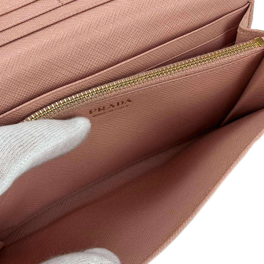 PRADA Long Wallet Purse 1MH132 leather Light pink Safiano Women Used
