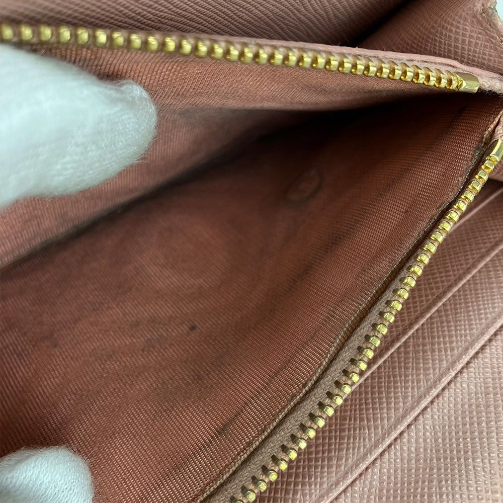 PRADA Long Wallet Purse 1MH132 leather Light pink Safiano Women Used