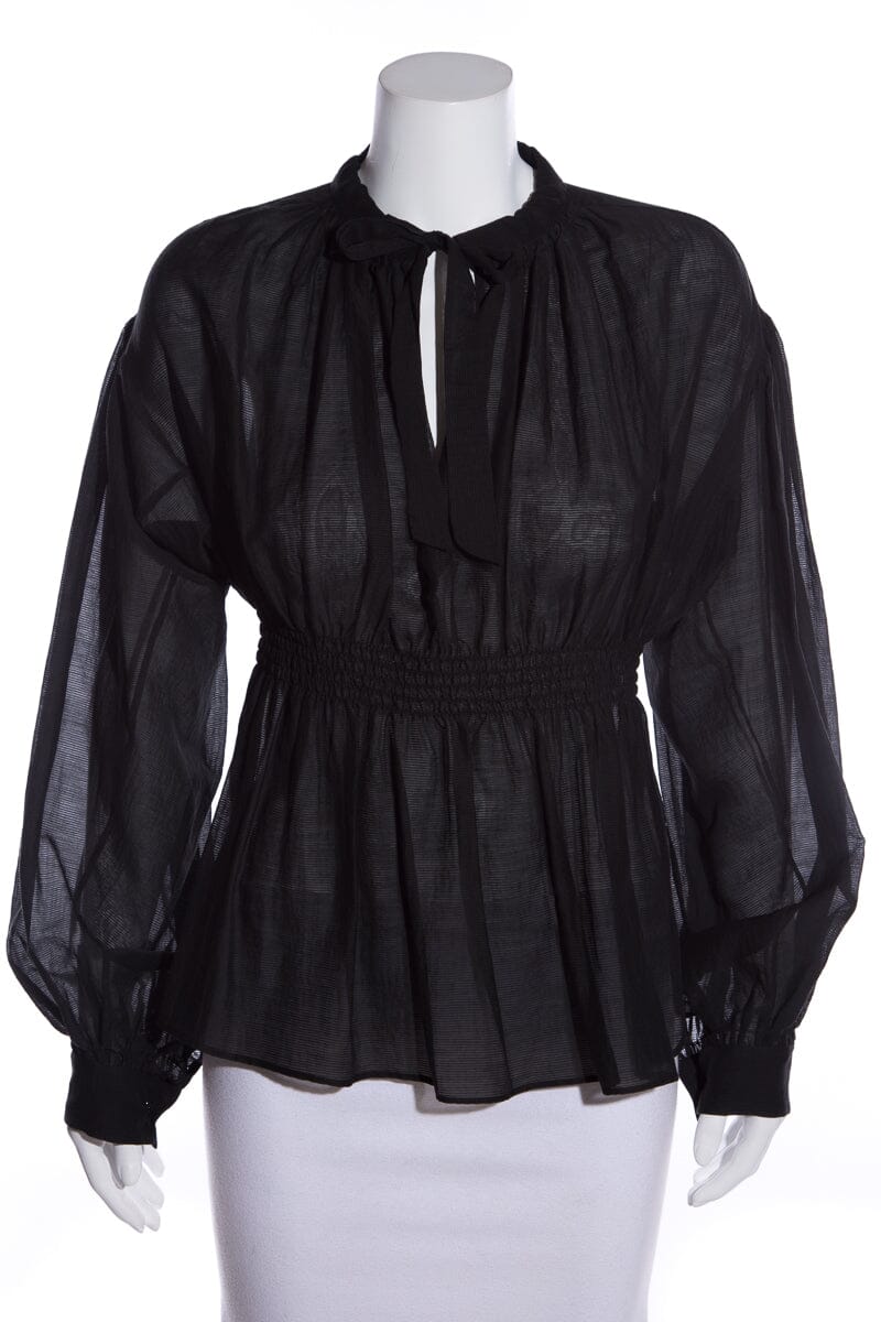 Chanel Black L/S Peasant Blouse SZ 36