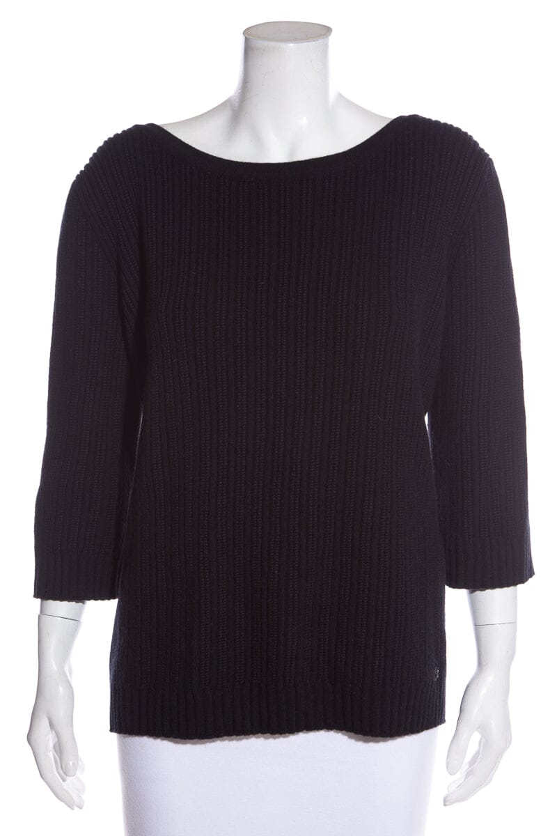 Chanel Black Cross Knotted Sweater SZ 48