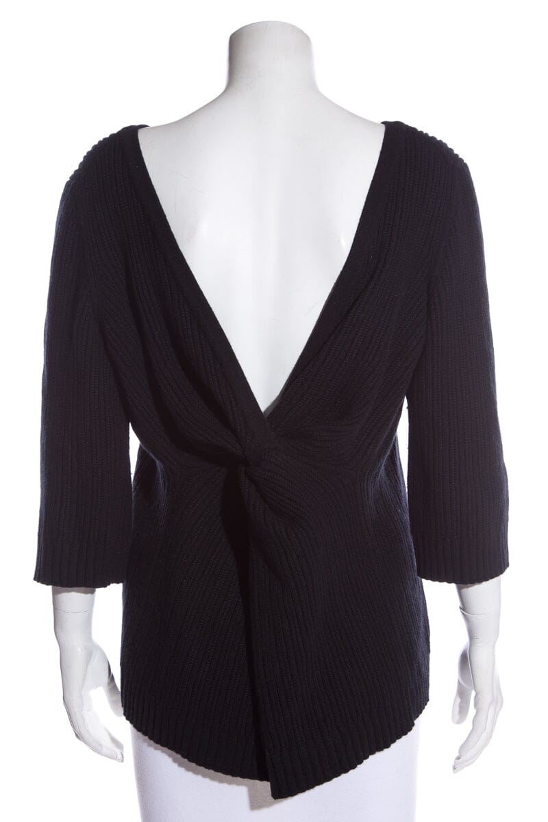 Chanel Black Cross Knotted Sweater SZ 48