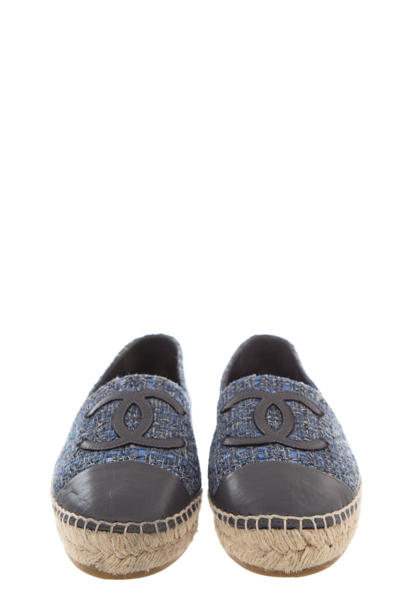 Chanel Blue Wool Cap Toe Espadrille SZ 37
